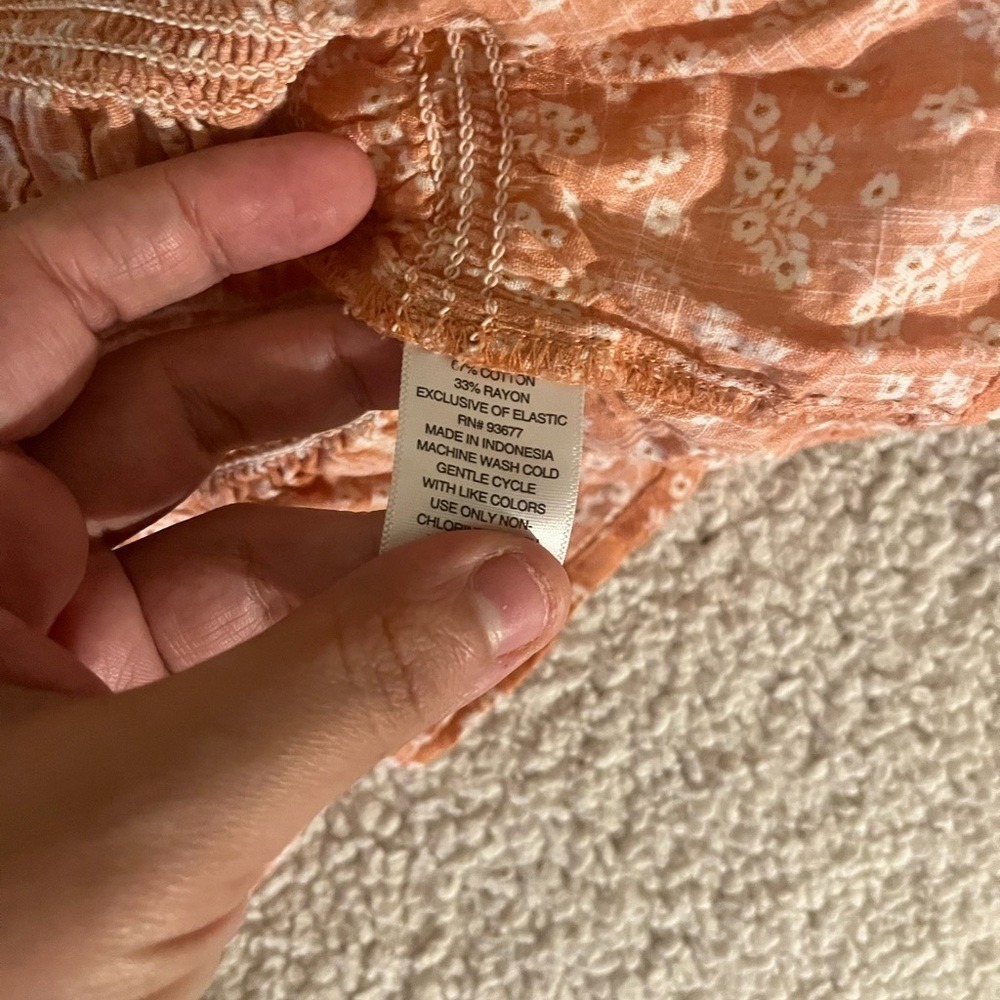a.n.a Floral Smocked summer floral Cottagecore Rust Crop Top Orange M - Picture 11 of 11